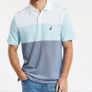Nautica Men's Polo Shirt - White, Light Blue, and Gray